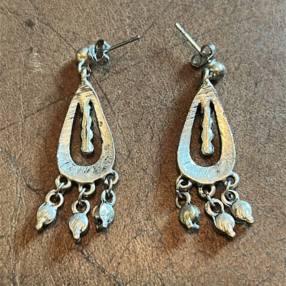 Rhinestone Stud Drop Earrings - image 2